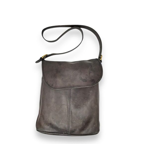 Vintage COACH Whitney Leather Shoulder Bag Distressed Brown Black Crossbody Gold - Picture 2 of 13